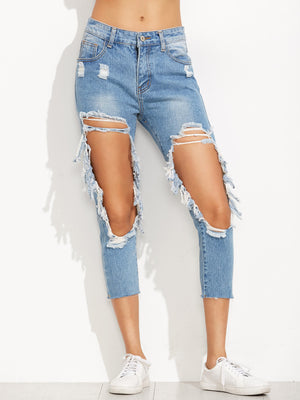 Blue Distressed Skinny Jeans