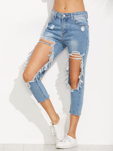 Blue Distressed Skinny Jeans