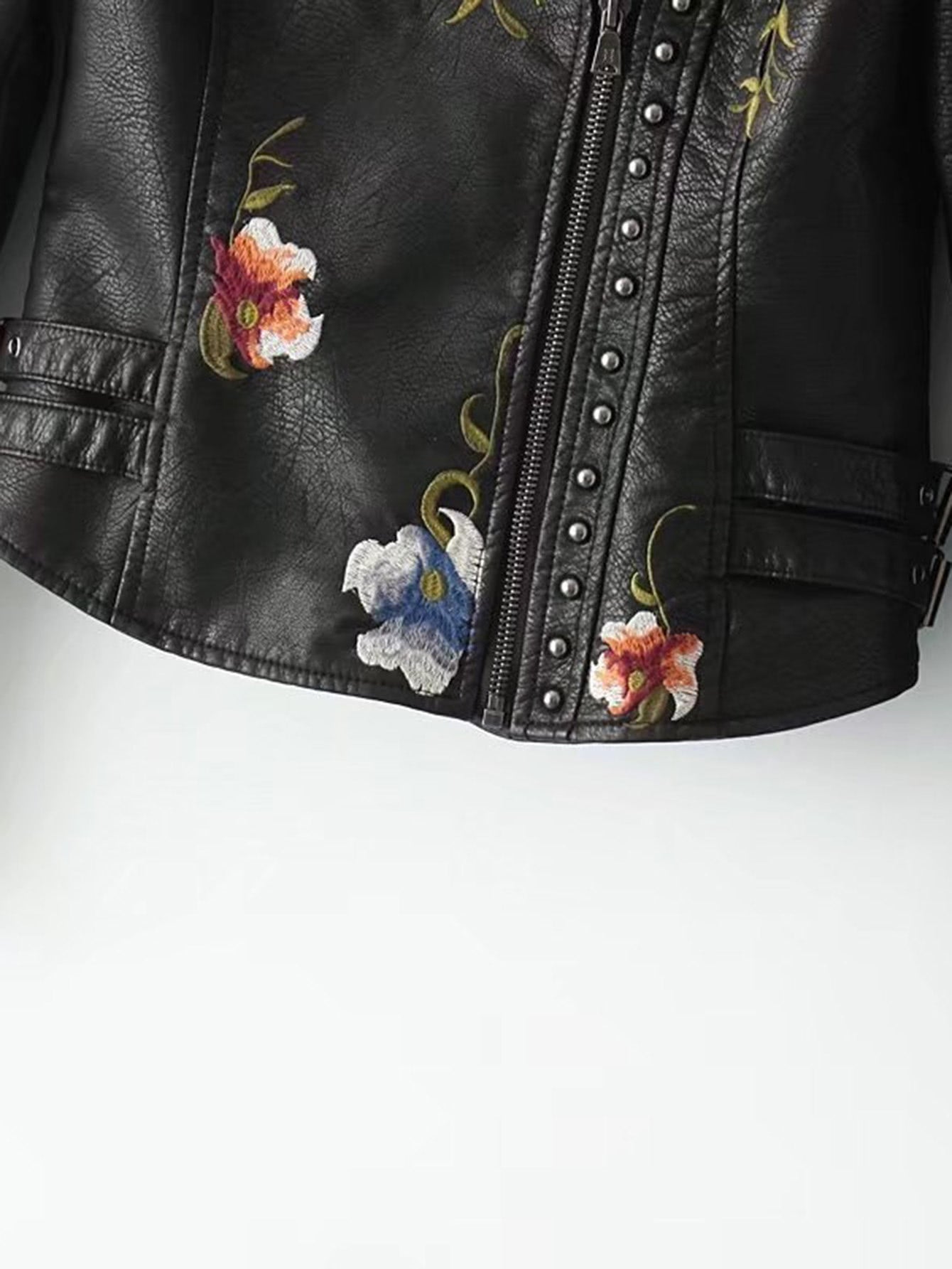 Embroidered PU Jacket