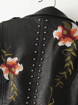 Embroidered PU Jacket