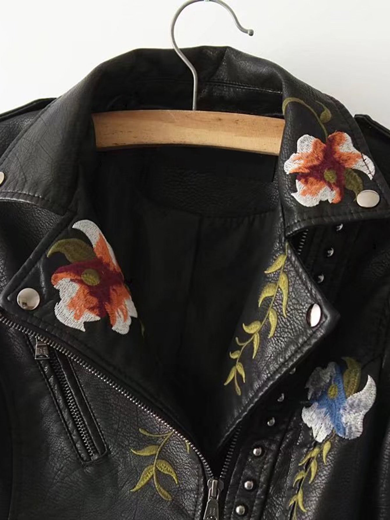 Embroidered PU Jacket