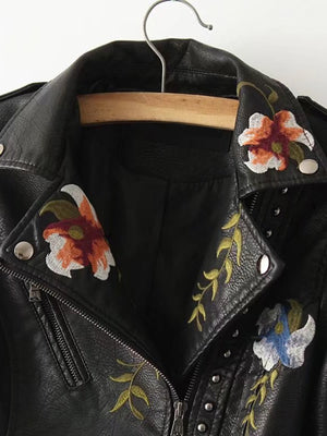 Embroidered PU Jacket