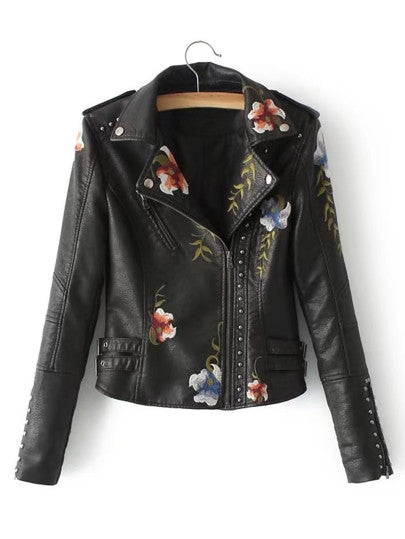 Embroidered PU Jacket