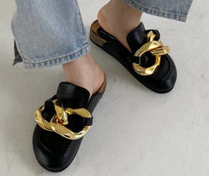 Gold Chain Women Slipper Mules