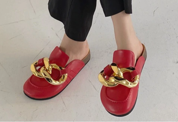 Gold Chain Women Slipper Mules