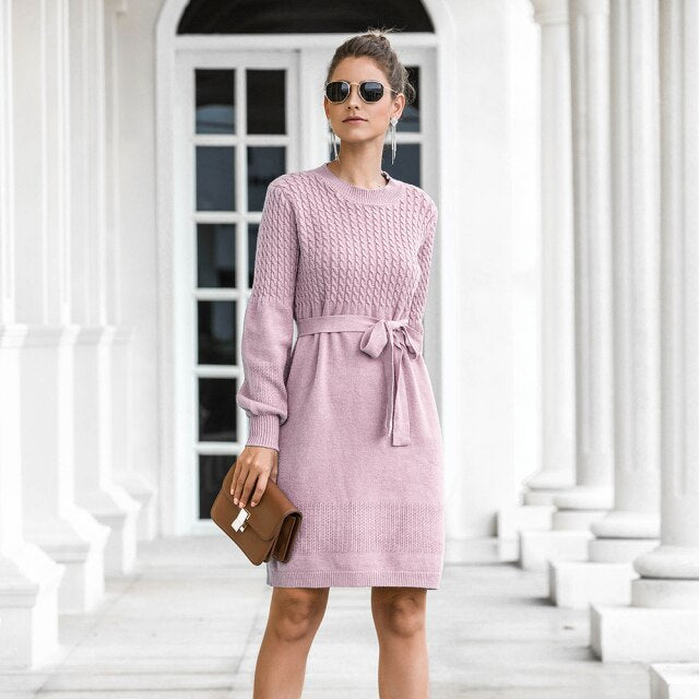 O-Neck Sweater Dress