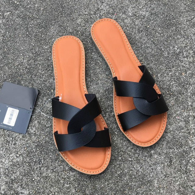 Leather Interlocking Slides