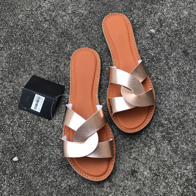 Leather Interlocking Slides