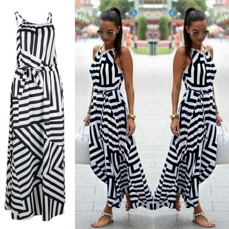 Stripped Maxi Long Dress