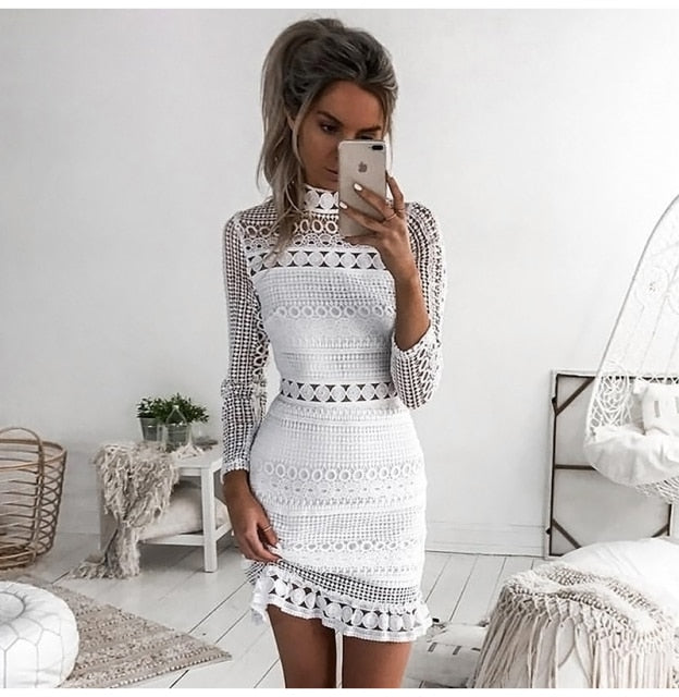 Sexy White Lace  Party Dress