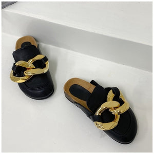 Gold Chain Women Slipper Mules