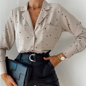 Pockets Polka Dot  Blouse