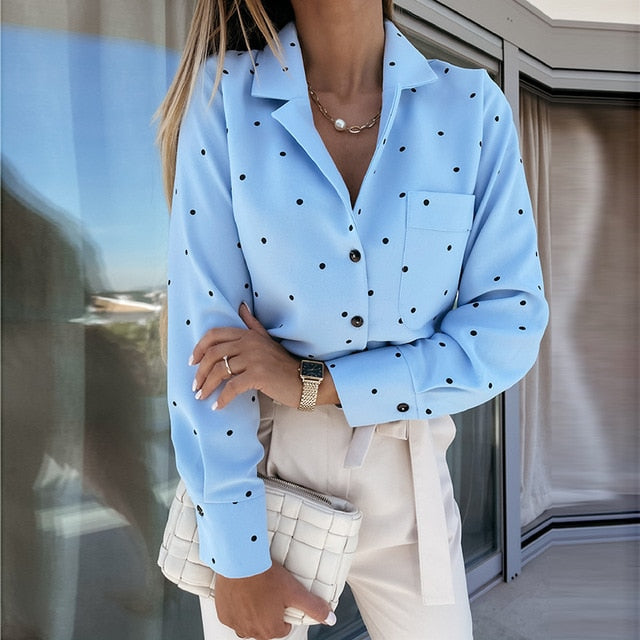 Pockets Polka Dot  Blouse