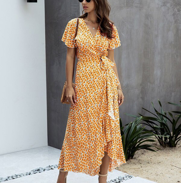 Floral Printed Beach Long Dress