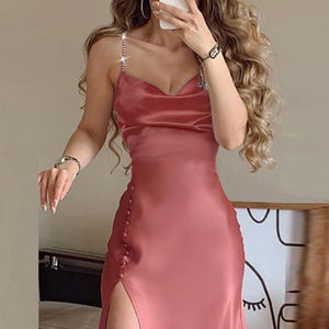 Slash Neck Sleeveless Dress