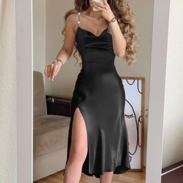 Slash Neck Sleeveless Dress