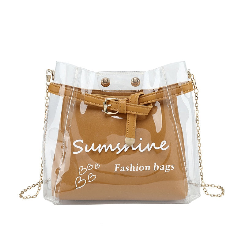 Letter Print Transparent  Bag