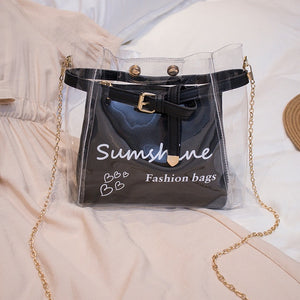 Letter Print Transparent  Bag