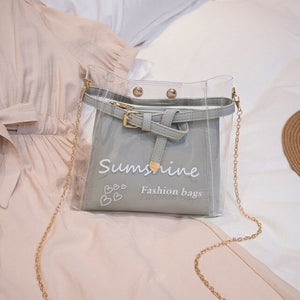 Letter Print Transparent  Bag