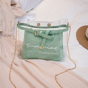 Letter Print Transparent  Bag