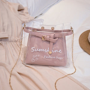 Letter Print Transparent  Bag