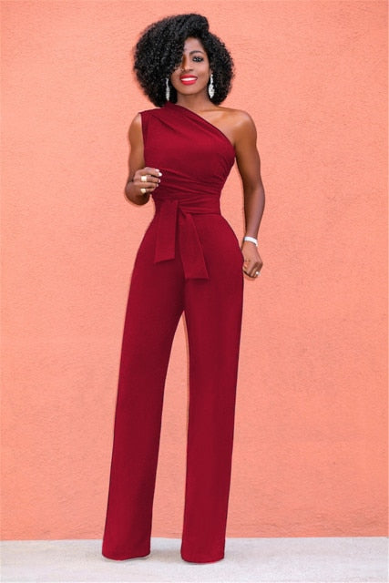 Wide Leg One Shoulder Romper