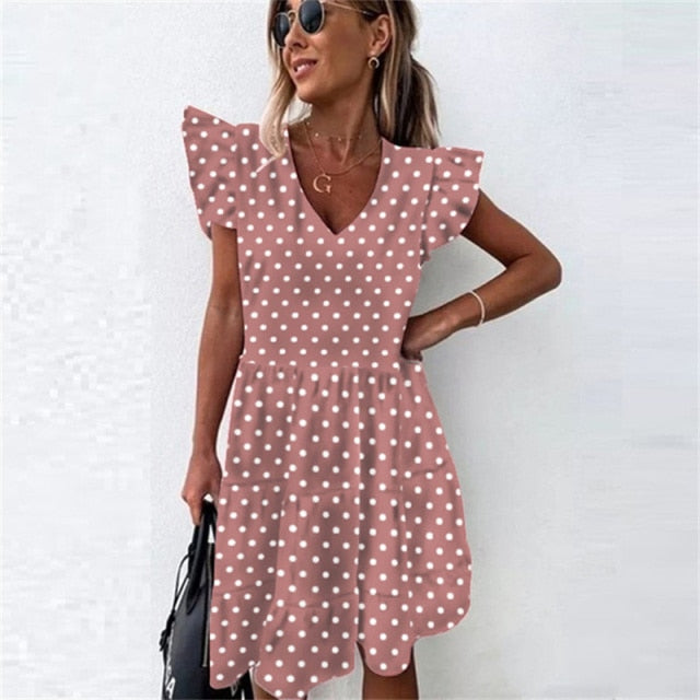 Ruffle Spring   Dot Dress