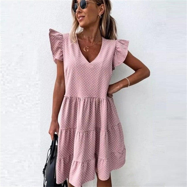 Ruffle Spring   Dot Dress