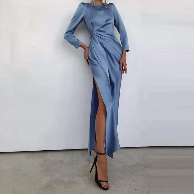 Slit  Satin Dress