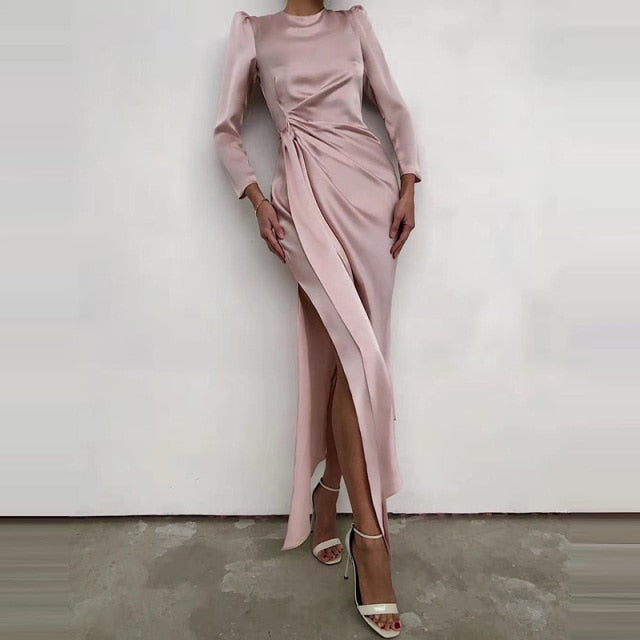 Slit  Satin Dress