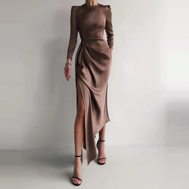 Slit  Satin Dress