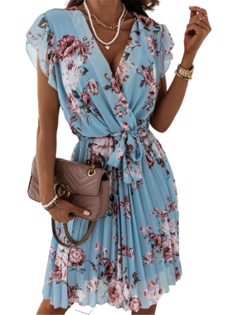 Short Sleeve  Flower Dress