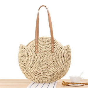 Round Zipper Straw Bag