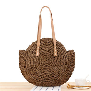 Round Zipper Straw Bag