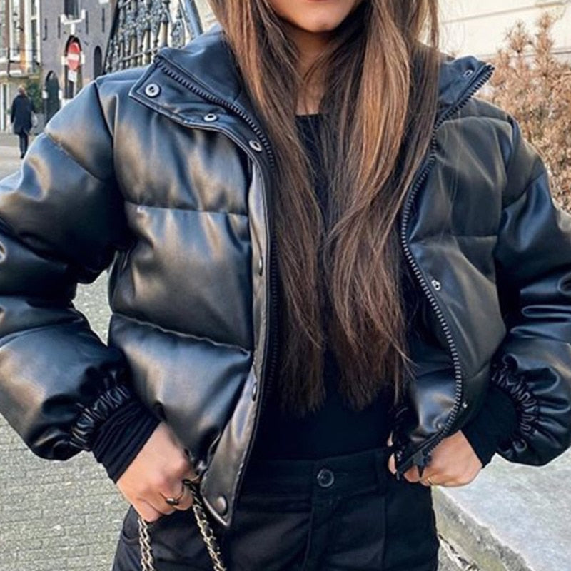Thick Warm Short  Leather Coat