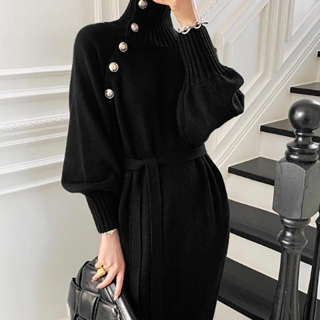 Turtleneck Knitted Dress