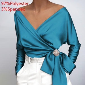 V Neck Satin Top