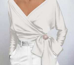 V Neck Satin Top