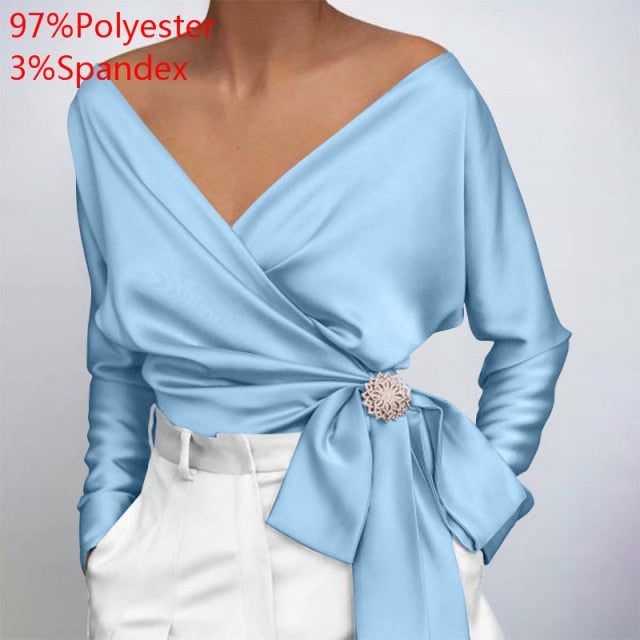 V Neck Satin Top