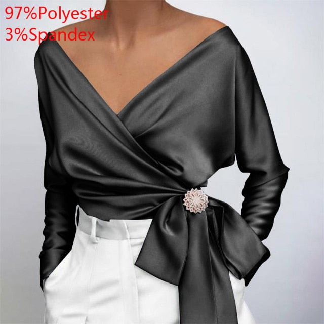 V Neck Satin Top