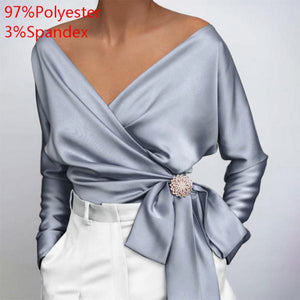 V Neck Satin Top