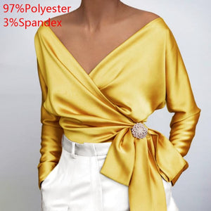 V Neck Satin Top