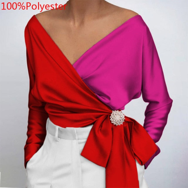 V Neck Satin Top