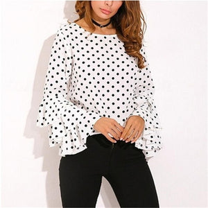 O Neck Polka Dot  Blouse