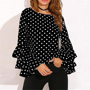 O Neck Polka Dot  Blouse