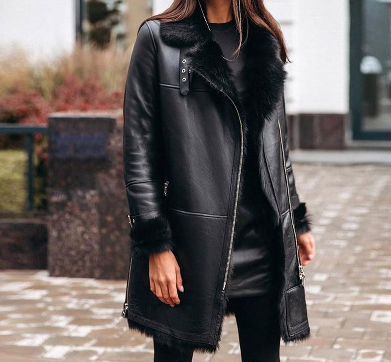 Women Winter Leather Jacket