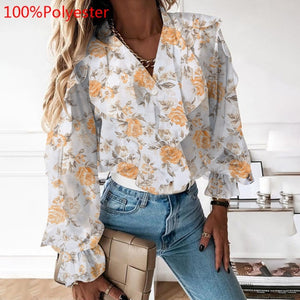 Ruffled V neck Blouse