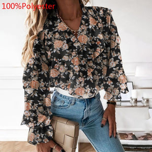 Ruffled V neck Blouse