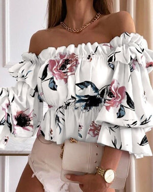 Off-Shoulder Floral Blouse