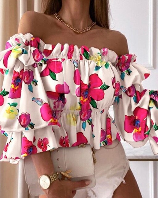 Off-Shoulder Floral Blouse